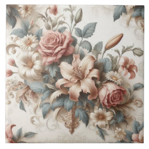 Azulejo De Cerâmica Perfeição Floral Antiquada Clara