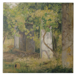 Azulejo De Cerâmica Pérgola Com Uvas De Vinho (Paisagem De Vinha)