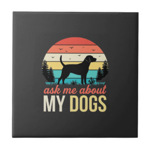 Azulejo De Cerâmica Pergunte-me sobre meus cães Retro pôr do sol_1