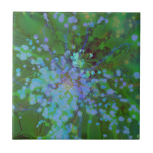 Azulejo De Cerâmica Periwinkle Explosion Holographic Abstrato Art