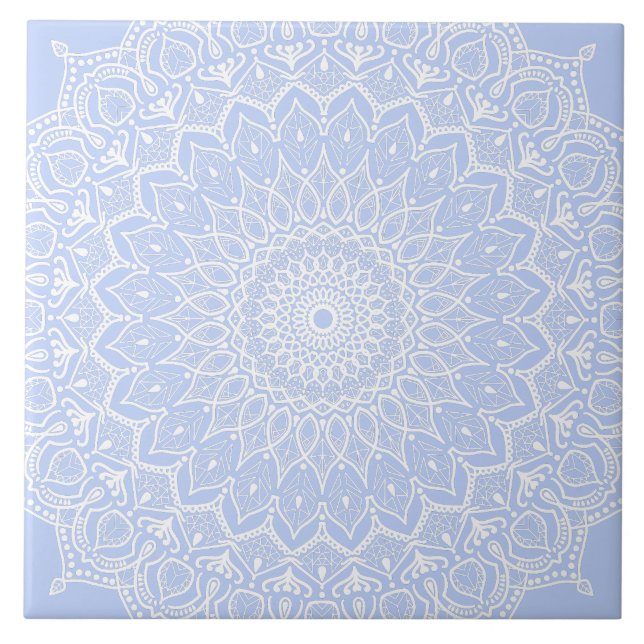 Azulejo De Cerâmica Periwinkle Mandala - Bora em Juniper Berry (Frente)