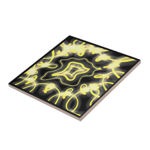 Azulejo De Cerâmica Permaneça Neon Sinal de Brilho Preto e Amarelo