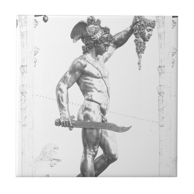 Azulejo De Cerâmica Perseus com a cabeça do Medusa (Frente)