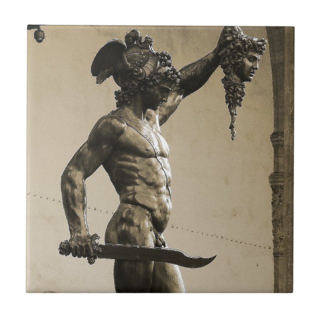 Azulejo De Cerâmica Perseus com a cabeça do Medusa (Frente)