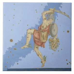 Azulejo De Cerâmica Perseus com a cabeça do Medusa, 'de Uranometria