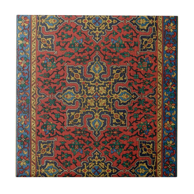 Azulejo De Cerâmica Pérsia Rug Carpet Red Blue Classic (Frente)