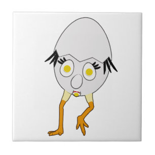 Azulejo De Cerâmica Personagem de Ovo Excêntrico RG & RA Design Fofo
