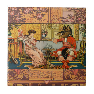 Azulejo De Cerâmica Personagens Clássicos da Bela e da Fera em Contos