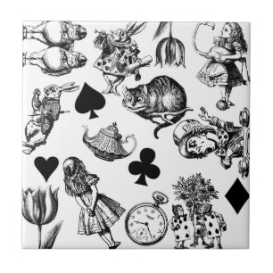 Azulejo De Cerâmica Personagens clássicos de Alice nas aventuras no pa