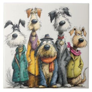 Azulejo De Cerâmica Personagens de cães fofos