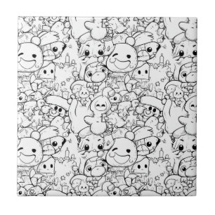 Azulejo De Cerâmica Personagens Fofos Kawaii para Desenhar