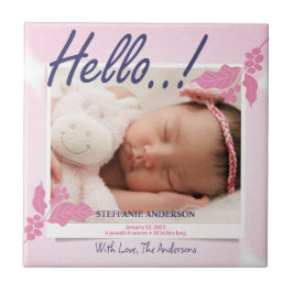 Azulejo De Cerâmica Personalização do Anúncio de Nascimento