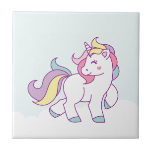 Azulejo De Cerâmica Personalizada a cor do Pastel do Unicórnio Mágic