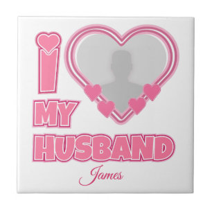 Azulejo De Cerâmica Personalizado Eu Amo Meu Marido - Adicionar Fotogr