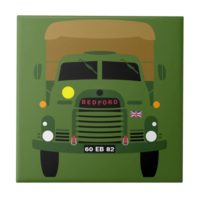 AZULEJO DE CERÂMICA  PERSONALIZAR CAMINHÃO VETERANO DO EXÉRCITO BRITÂNI (Frente)