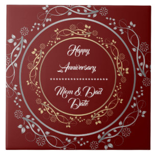 Azulejo De Cerâmica Personalizar Feliz Aniversário de 25 Anos Floral P