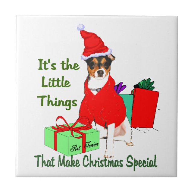 Azulejo De Cerâmica Personalizar o Natal do Terrier PrRat (Frente)
