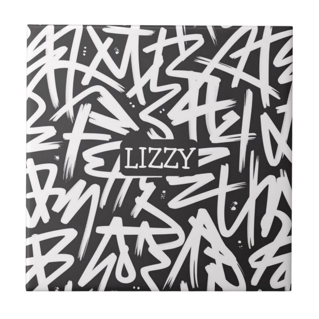 Azulejo De Cerâmica Personalized Graffiti Name Pattern — Custom Urban (Frente)