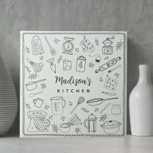 Personalized Hand Drawn Kitchen Cooking Utensils 