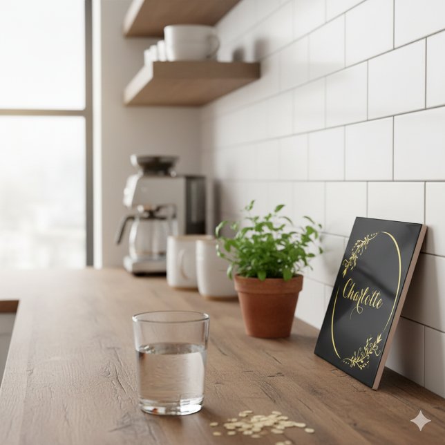 Azulejo De Cerâmica Personalized Name Stylish Frame Decorative (Personalized Name Stylish Frame Decorative Ceramic Tile)