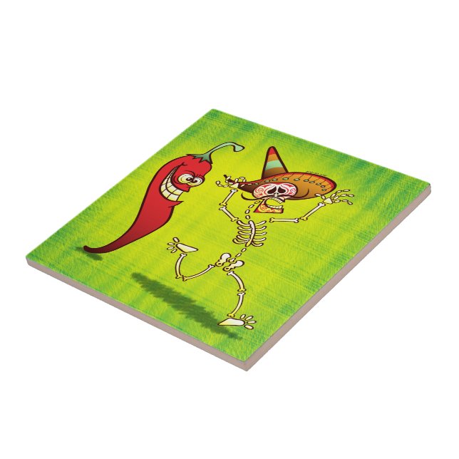 Azulejo De Cerâmica Pesadelo da pimenta da malagueta picante para um (Lateral)