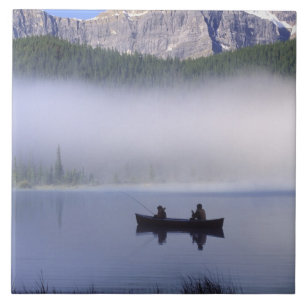 Azulejo De Cerâmica Pesca de canoa no Lago Waterfowl, Banff Nacional