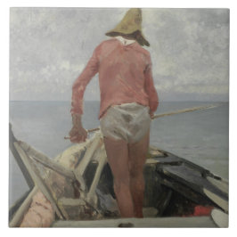 Azulejo De Cerâmica Pescador em seu barco (por Vincenzo Caprile)