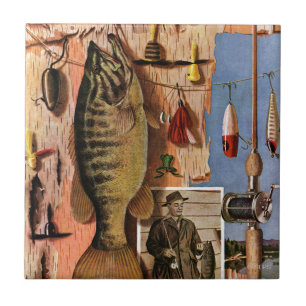 Azulejo De Cerâmica Pescando ainda a vida por John Atherton