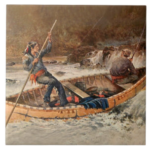 Azulejo De Cerâmica “Pescando Trutas” Arte Ocidental por Frank Feller