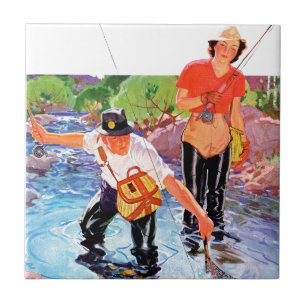 Azulejo De Cerâmica Pescando um peixe por R.J. Cavaliere