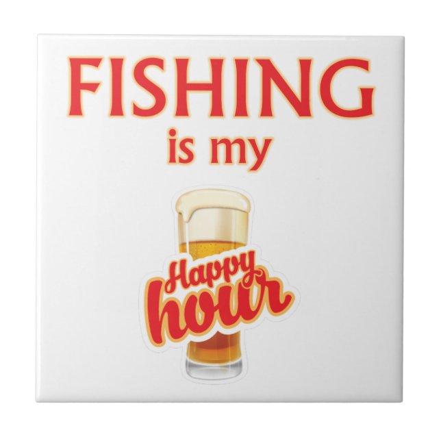 Azulejo De Cerâmica Pescar É Minha Hora Feliz (Frente)