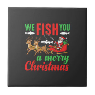 Azulejo De Cerâmica Pescaria de Natal Feliz Peixe Você