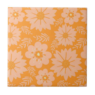 Azulejo De Cerâmica Pêssego de Vintagem Retroativa Padrão de Flor Lara