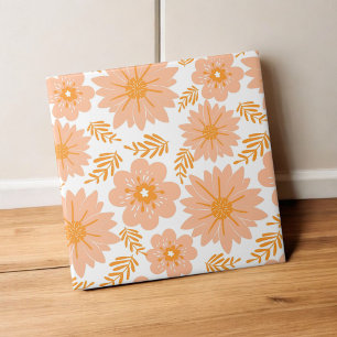 Azulejo De Cerâmica Pêssego de Vintagem Retroativa Padrão de Flor Lara