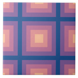 Azulejo De Cerâmica Pêssego do felpudo Padrão Esquadrado Azul Náutico