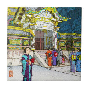 Azulejo De Cerâmica pessoas de hanga do templo santuário japonês Leg
