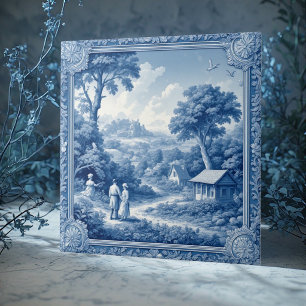 Azulejo De Cerâmica Pessoas do Campo Toile De Jouy Francês Pastoral Az
