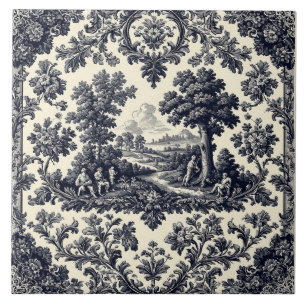 Azulejo De Cerâmica Pessoas Rústicas do Campo Toile Francesa Cenário P