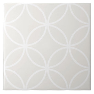 Azulejo De Cerâmica Pétalas creme cinza e branco circulam padrão de di