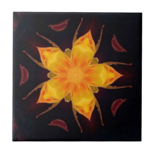Azulejo De Cerâmica pétalas de Ouro flor design geométrica