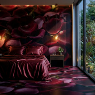 Azulejo De Cerâmica Pétalas de Rosa Vermelho Intenso Elegante Azulejo