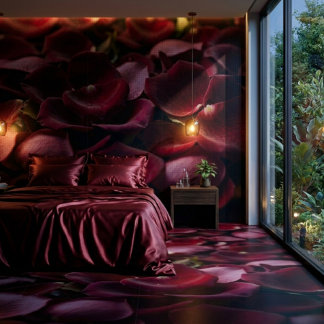 Azulejo De Cerâmica Pétalas de Rosa Vermelho Intenso Elegante Azulejo 