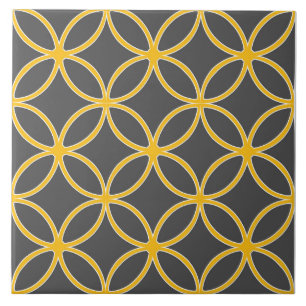 Azulejo De Cerâmica Pétalas modernas, ornamentais, amarelo mostarda, c