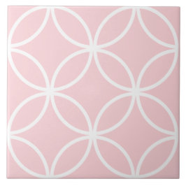 Azulejo De Cerâmica pétalas rosa e branco milenar circulam diamante
