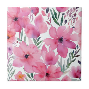 Azulejo De Cerâmica Pétalas Rosas Flores Pintadas em Aquarela