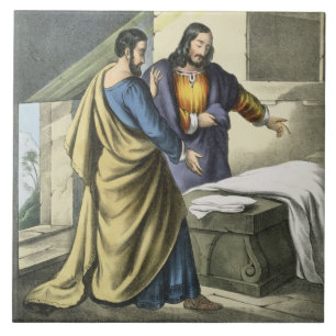 Azulejo De Cerâmica Peter e John no Sepulchre, de um prin da bíblia