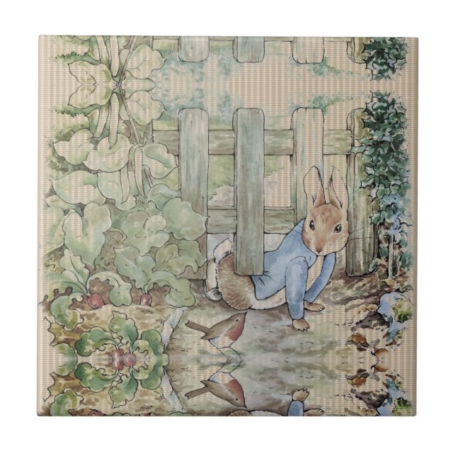 Azulejo De Cerâmica Peter Rabbit Beatrix Potter Sneaking (Frente)