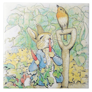 Azulejo De Cerâmica "Peter Rabbit come a carrot", por Beatrix Potter
