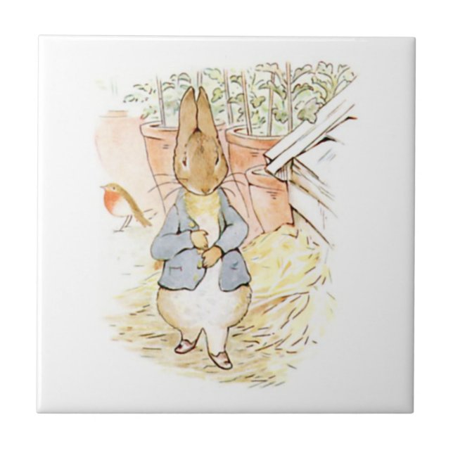 Azulejo De Cerâmica Peter Rabbit in the Garden (por Beatrix Potter) (Frente)