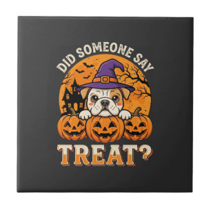 Azulejo De Cerâmica Petisco de cachorro de Halloween com desenho de ab